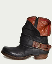Load image into Gallery viewer, British Retro Flat Martin Boots Female Belt Buckle Cuffed Two Wear Boots