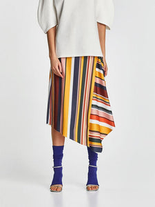 Stripe Irregular Fashion Beach Skirt