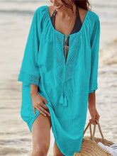 Load image into Gallery viewer, Women Solid Color Tassel Mini Dress Swimwear Beach Cover-up