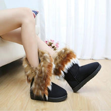 Load image into Gallery viewer, Cozy Winter Solid Color Short Faux Fox Warm Snow Ankle Boots