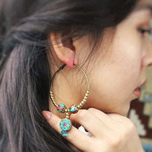 Original Ethnic Style Earrings Nepal Earrings Tibetan Earrings Large Circle Female Earrings Vintage Earrings