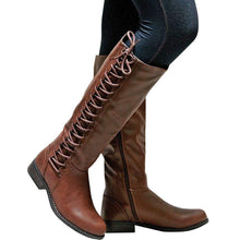 Load image into Gallery viewer, Fashion Solid Color Bandage Thigh-high Low-heel Boots Shoes