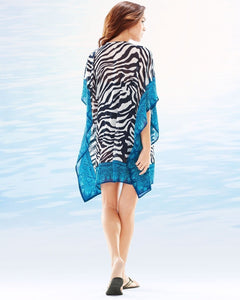 Chiffon Stripe Printed Loose Plus Size Beach Cover Up