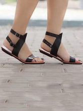 Load image into Gallery viewer, Solid Color Casual Open Toe Flat Sandals Shoes