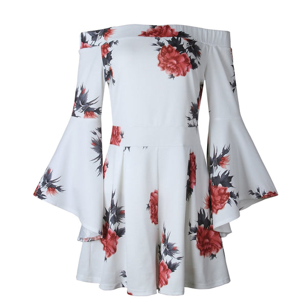 Floral Print Off Shoulder Flared Sleeve Boho Rompers