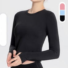 Load image into Gallery viewer, Sports Yoga Wear Women&#39;s Loose Slimming Blouse and Quick-drying Sportswear Solid Color Long-sleeved Yoga Wear with Hollow Back