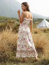 Load image into Gallery viewer, Bohemian Wind Printed Flounced V-neck Suspender Dress