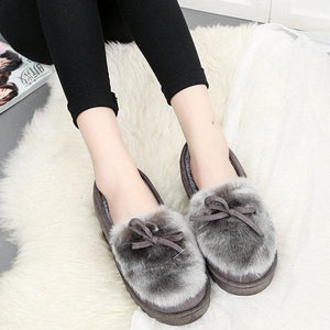 Keep Warm Fur Lining Suede Soft Flat Platform Loafers For Women