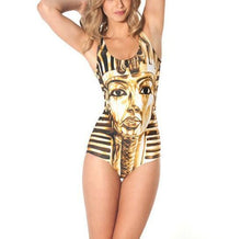 Load image into Gallery viewer, Printed Gold Egyptian Pharaoh Photo Sexy One-piece Swimsuit