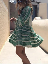 Load image into Gallery viewer, Boho Printed Tribal Bell Sleeve Dresses