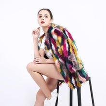 Load image into Gallery viewer, Faux Fur Multicolor Fox Fur Color Matching Coat