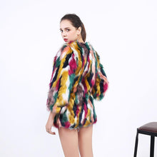 Load image into Gallery viewer, Faux Fur Multicolor Fox Fur Color Matching Coat
