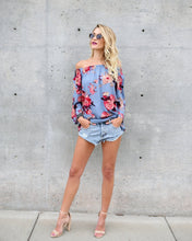 Load image into Gallery viewer, Bohemian Off-The-Shoulder Long Sleeve Print Chiffon Top