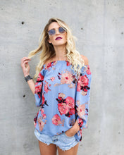 Load image into Gallery viewer, Bohemian Off-The-Shoulder Long Sleeve Print Chiffon Top