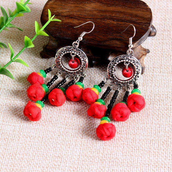 Ethnic Style Cloth Jewelry Cloth Earrings Multicolor