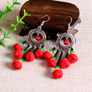 Ethnic Style Cloth Jewelry Cloth Earrings Multicolor