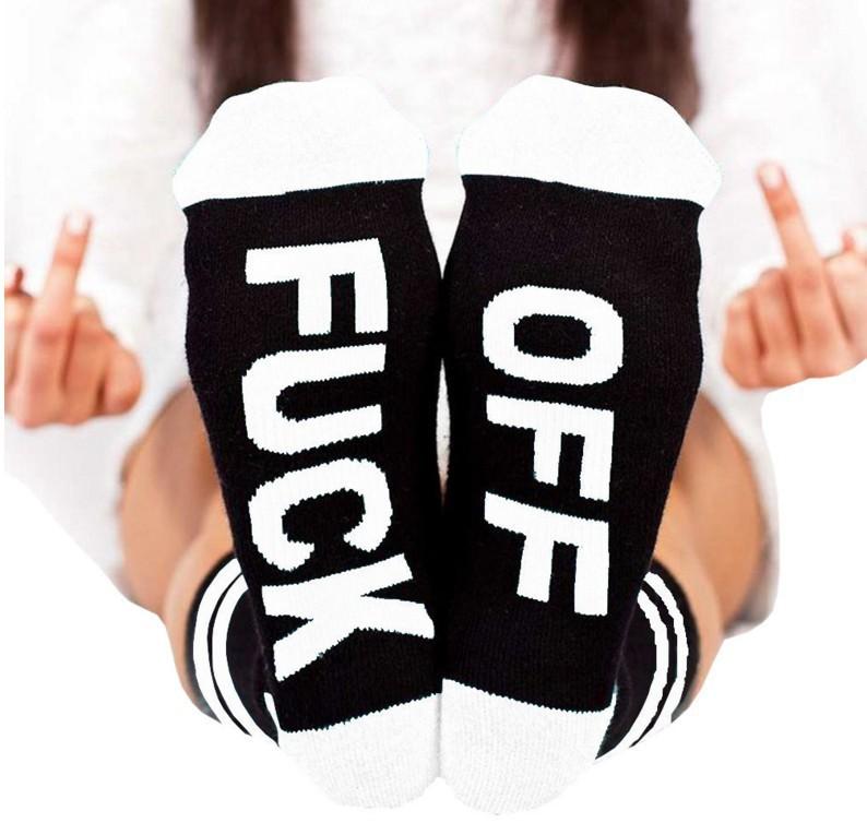 F**K OFF Socks Stockings Cotton Striped Socks Suck Sweat-proof Socks