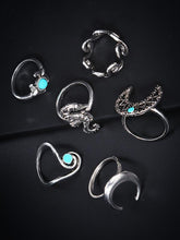 Load image into Gallery viewer, Vintage Sea Horse 6Pcs Turquoise Rings Sets