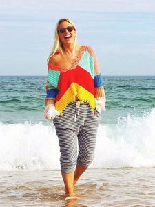 Colorful Knit Loose Long Sleeve Sweater
