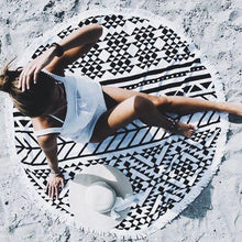 Load image into Gallery viewer, Hot Sale Geometric stitching printing fringed beach towel dual sun protection bath towel Mat