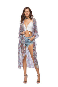 2018 new arrival Printed chiffon shirt with a long section of the beach coat