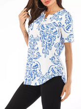 Load image into Gallery viewer, Spring and Summer New Button Collar Pleated Short Sleeve T Shirt