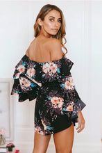 Load image into Gallery viewer, Flower Print Off Shoulder Beach Rompers