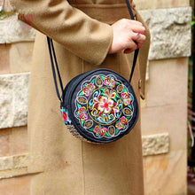 Load image into Gallery viewer, New Ethnic Style Embroidery Bag Retro Canvas Leisure Small Round Bag Women&#39;s Bag Exquisite One Shoulder Oblique Straddle Bag