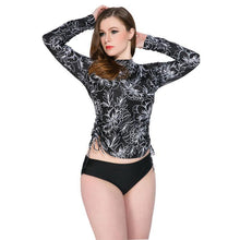 Load image into Gallery viewer, Long-Sleeved Conservative Plus-Size Covered Belly Split Sunscreen Swimsuit