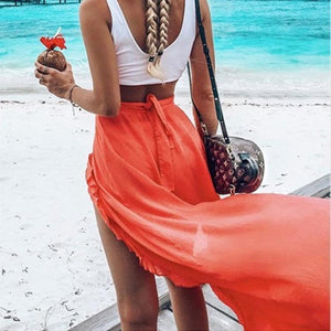 Women's Beach Short Skirt Lace Up Irregular Vacation Beach Coverup