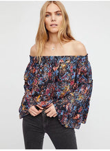 Load image into Gallery viewer, Spring Off-The-Shoulder Trumpet Sleeves Printed Tops