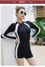 Load image into Gallery viewer, Sports one-piece swimsuit women hot spring vacation swimsuit long and short sleeve adult swimsuit women
