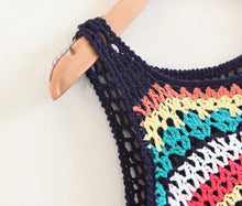 Load image into Gallery viewer, Handmade Crochet Color Vest Summer Hollow Perspective Sleeveless Vacation Top