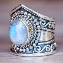 Load image into Gallery viewer, Retro Moonstone Ring Exaggerated Punk Style Jewelry