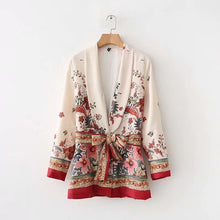 Load image into Gallery viewer, Summer Bohemia Fashion Belt Printing Long Sleeve Casual V-Neck Coat