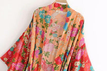 Load image into Gallery viewer, Bohemian Flower Print Kimono Tie Shawl