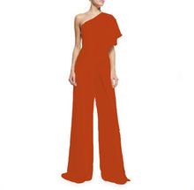 Load image into Gallery viewer, Solid Color One Shoulder Wide Leg Pants Jumpsuit