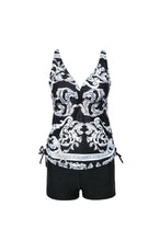 Load image into Gallery viewer, Conservative Large Size Split Flat Angle Print Swimsuit