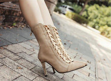 Load image into Gallery viewer, Solid Color Autumn High Heel Bandage Shoes