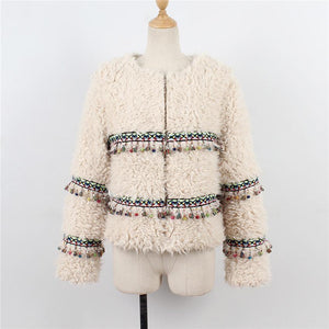 Winter Imitation Lamp Fur Tassel Short Coat Soft Jacket