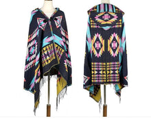 Load image into Gallery viewer, Tibetan Nepalese National Cloak Shawl Thick Hooded bohemian Scarf