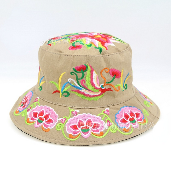 New Embroidered Sun Hat Full Embroidered National Wind Lady Round Hat