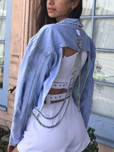 Load image into Gallery viewer, Cropped Backless Iron Chain Denim Outwears