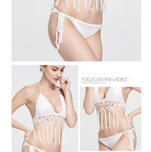 Load image into Gallery viewer, Sexy White Shell Split Swimsuit Hand Crocheted Bikini Set