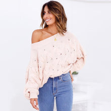 Load image into Gallery viewer, Solid Color Off The Shoulder Loose Casual Knit Sweater