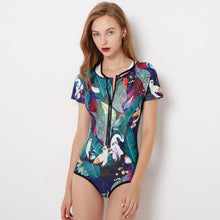Load image into Gallery viewer, Connected Surfing Suit Short Sleeve Women Swimming Suit Hot Spring Swimming Suit