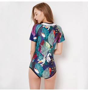 Connected Surfing Suit Short Sleeve Women Swimming Suit Hot Spring Swimming Suit