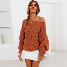 Load image into Gallery viewer, Solid Color Off The Shoulder Loose Casual Knit Sweater