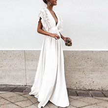 Load image into Gallery viewer, Solid Color Deep V Neck Backless Maxi Dress