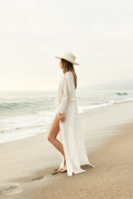 Load image into Gallery viewer, Wrinkled Cloth Belt Sunscreen Beach Bikini Blouse